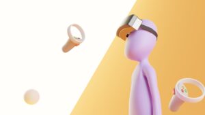 1. Bir avatarların Metaverse'de etkileşimde bulunduğu dijital şehir manzarası.